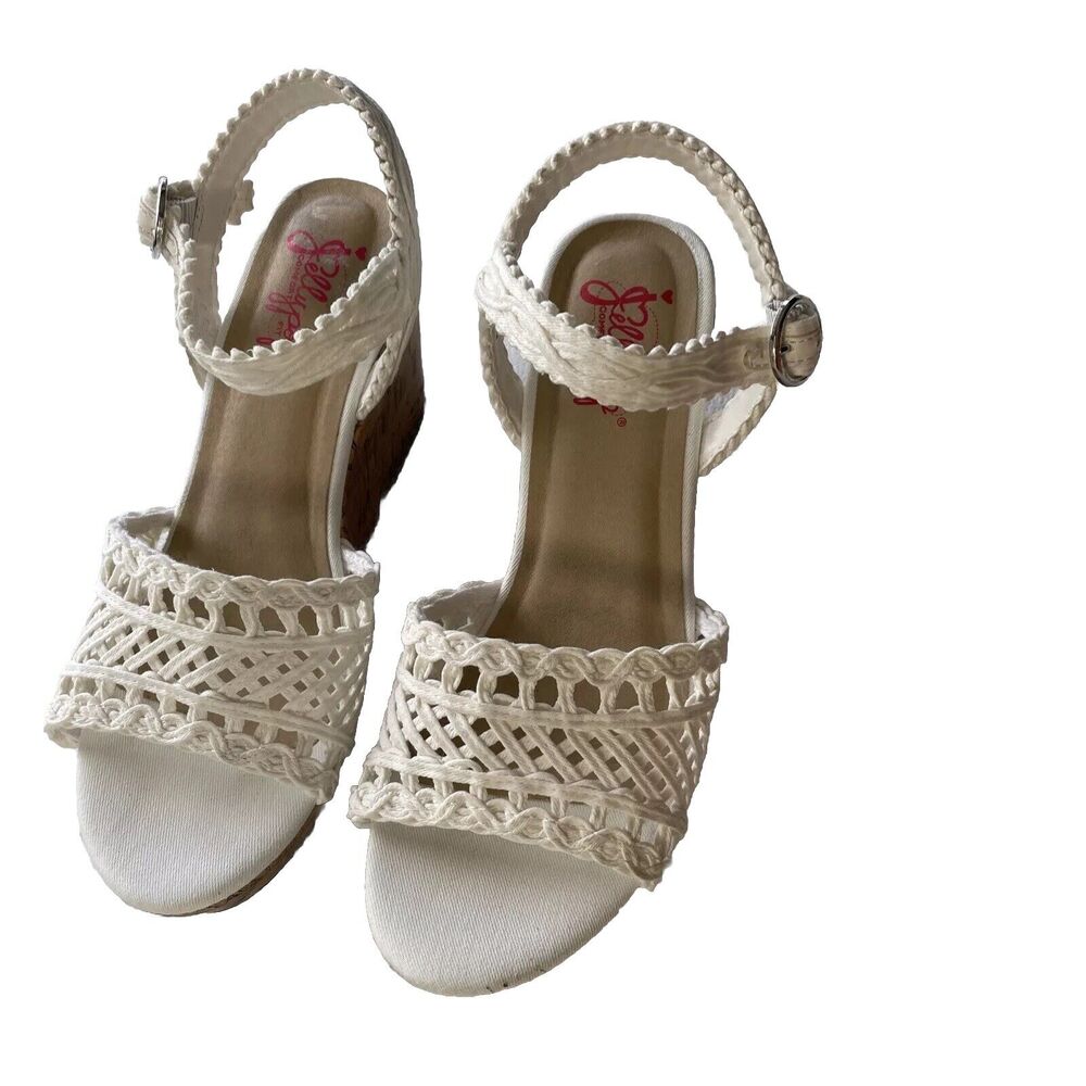Jellypop Gabrielle Women Cork Wedge Heel Sandals 8.5M White Comfort Fit BohoChic